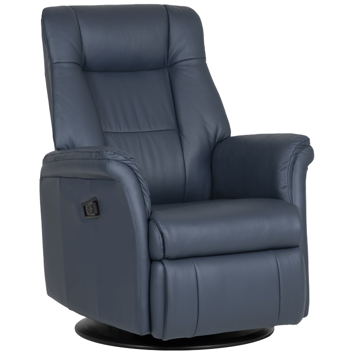 blue leather recliner