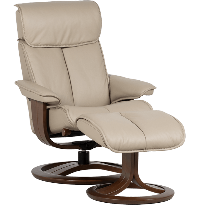 tan leather chair with ottoman